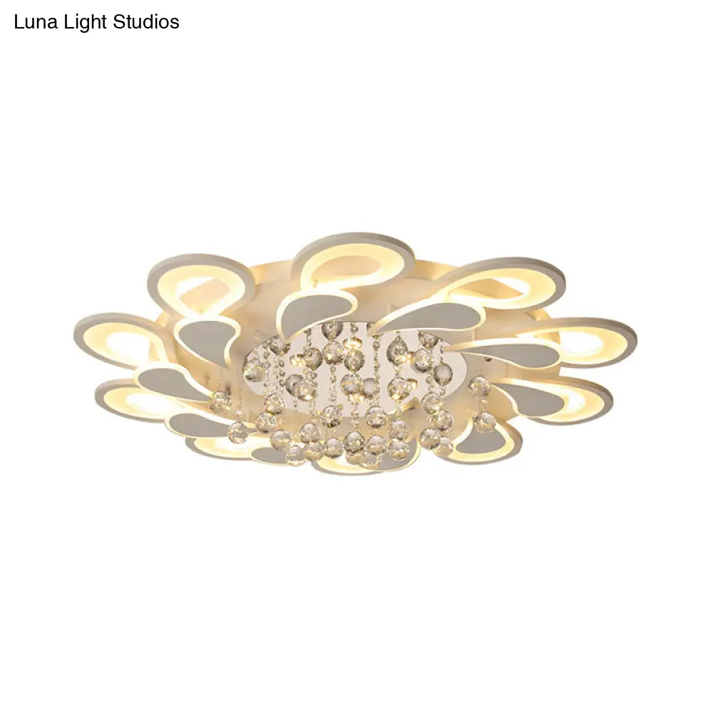 White Windmill Flush Lamp Led Acrylic Ceiling Fixture With Crystal Drop - 27’/31.5’ Modernist