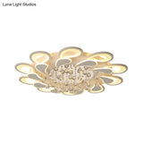 White Windmill Flush Lamp Led Acrylic Ceiling Fixture With Crystal Drop - 27’/31.5’ Modernist