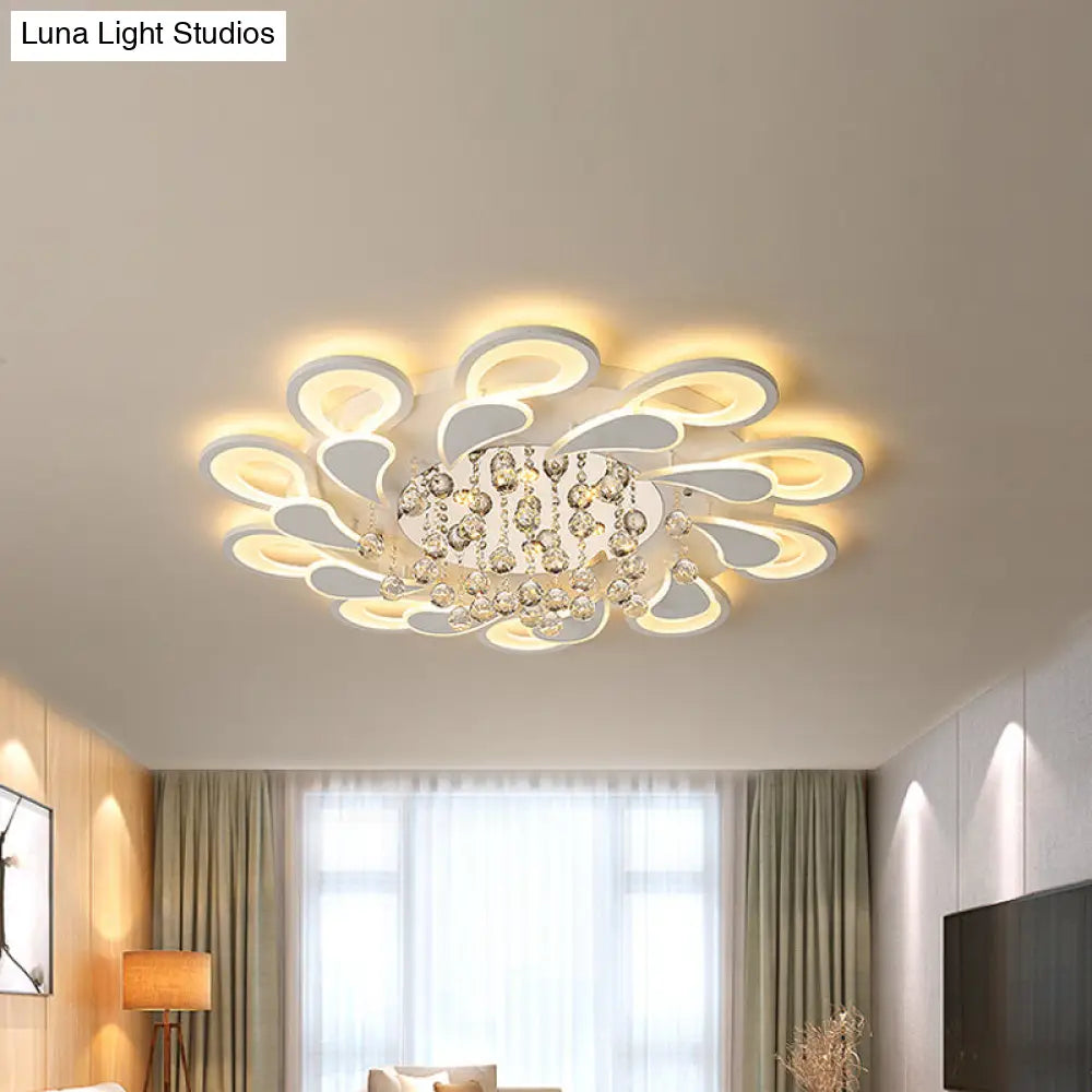 White Windmill Flush Lamp Led Acrylic Ceiling Fixture With Crystal Drop - 27’/31.5’ Modernist
