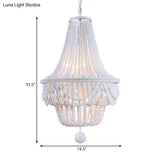 White Wood Jar Empire Chandelier With 8 Bulbs: Modern Hanging Ceiling Light