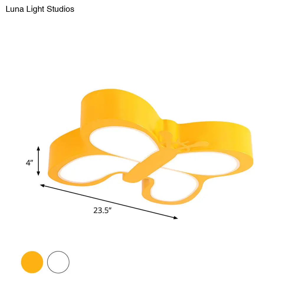 White/Yellow Butterfly Led Ceiling Flush Mount For Kindergarten