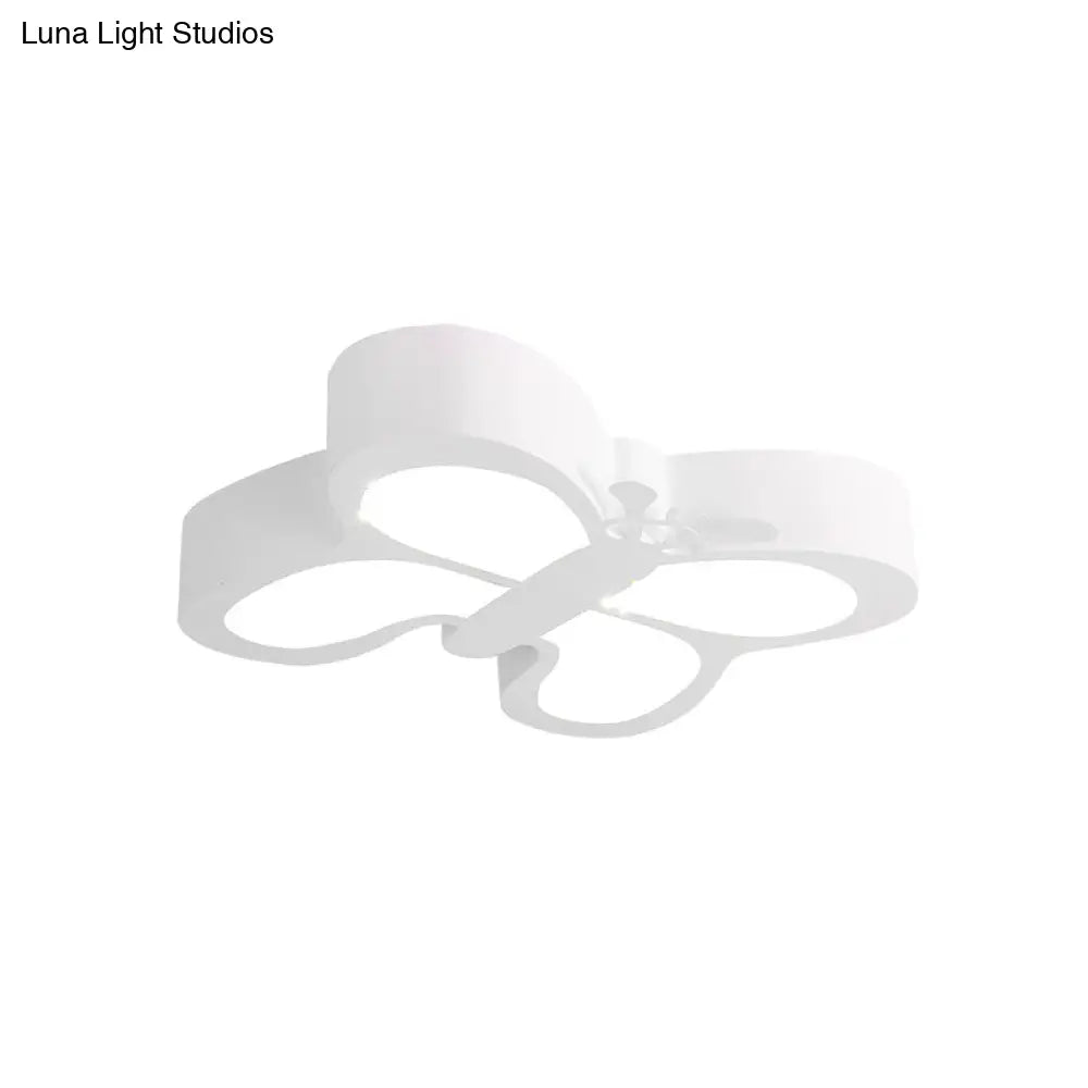 White/Yellow Butterfly Led Ceiling Flush Mount For Kindergarten