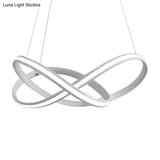 Wide Black/White/Brown Bent Ceiling Light Fixture With Led Acrylic Chandelier Pendant In Warm/White