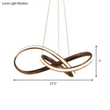 Wide Black/White/Brown Bent Ceiling Light Fixture With Led Acrylic Chandelier Pendant In Warm/White