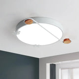 Wide Drum Metallic Flushmount Led Ceiling Light For Bedroom - Simple Black/Grey/White Design