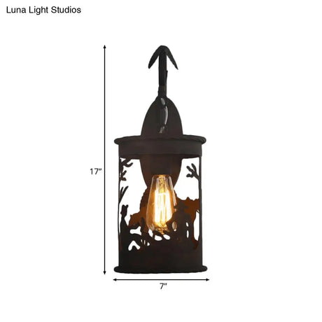 Wild Animal Metal Wall Sconce With Black Country Style