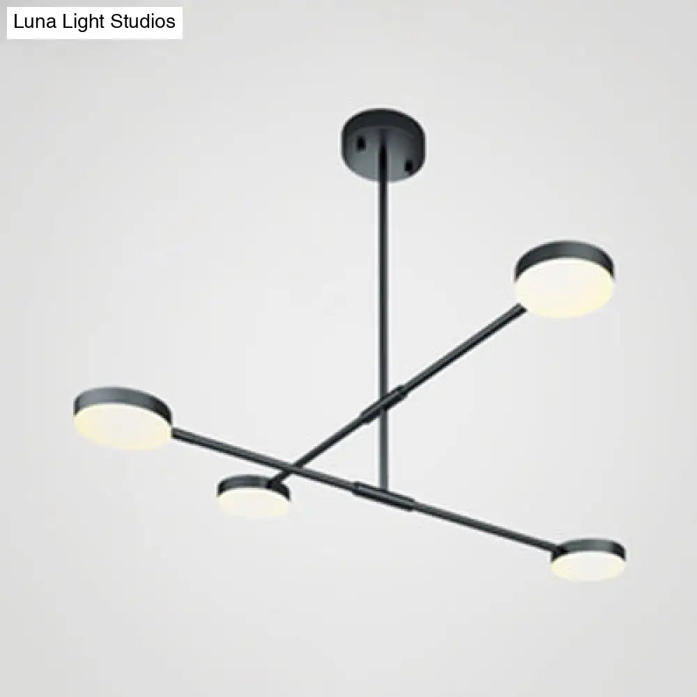 Willow - Stylish Linear Chandelier: 2/4 Lights Led Black Hanging Light 4 / Warm