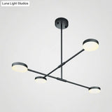 Willow - Stylish Linear Chandelier: 2/4 Lights Led Black Hanging Light 4 / Warm