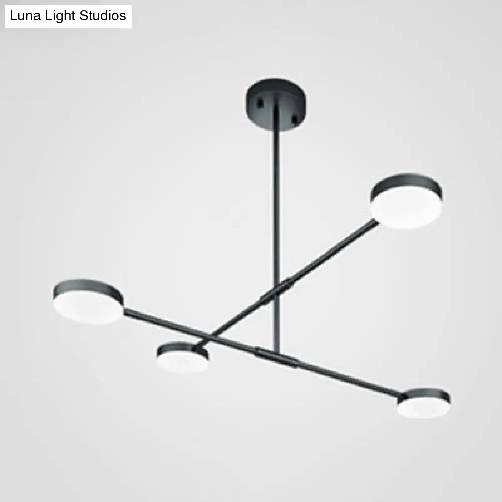 Willow - Stylish Linear Chandelier: 2/4 Lights Led Black Hanging Light 4 / White