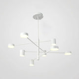 Simple Style Black/White Metal Multi-Tier Asymmetrical 2/4/6/8-Head Pendant Light In