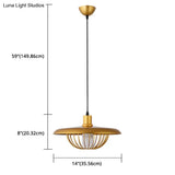 Wire Cage Down Lighting Pendant With Metal Shade - Modern Style Fixture