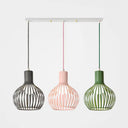 Wire Dome Shade Industrial Ceiling Light With 3 Bulbs - Grey/Pink For Dining Room Hanging