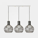 Wire Dome Shade Industrial Ceiling Light With 3 Bulbs - Grey/Pink For Dining Room Hanging Grey /