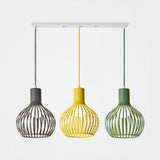 Wire Dome Shade Industrial Ceiling Light With 3 Bulbs - Grey/Pink For Dining Room Hanging
