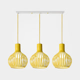 Wire Dome Shade Industrial Ceiling Light With 3 Bulbs - Grey/Pink For Dining Room Hanging Yellow /