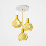 Wire Dome Shade Industrial Ceiling Light With 3 Bulbs - Grey/Pink For Dining Room Hanging Yellow /