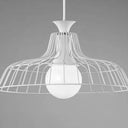 Wire Frame Ceiling Pendant Lamp With Industrial Style Barn Shade In Black/White White / A