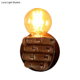 Wood Industrial Style Wall Sconce Light Fixture (1 Head) For Living Room With Right/Left Hand Shade