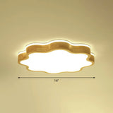 Wood Led Floral Flush Mount Ceiling Light For Bedroom / 14 Natural