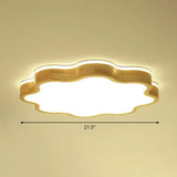 Wood Led Floral Flush Mount Ceiling Light For Bedroom / 21.5 Natural