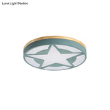 Wood Led Star Flush Mount Ceiling Light With Acrylic Shade For Boys Bedroom – Modern Style