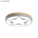 Wood Led Star Flush Mount Ceiling Light With Acrylic Shade For Boys Bedroom – Modern Style