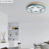 Wood Led Star Flush Mount Ceiling Light With Acrylic Shade For Boys Bedroom – Modern Style