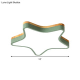 Wood Star Flush Cartoon Led Ceiling Light For Kindergarten Room