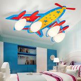 Wooden Blue Kids Propeller Plane Ceiling Light For Living Room Or Baby Bedroom 4 /