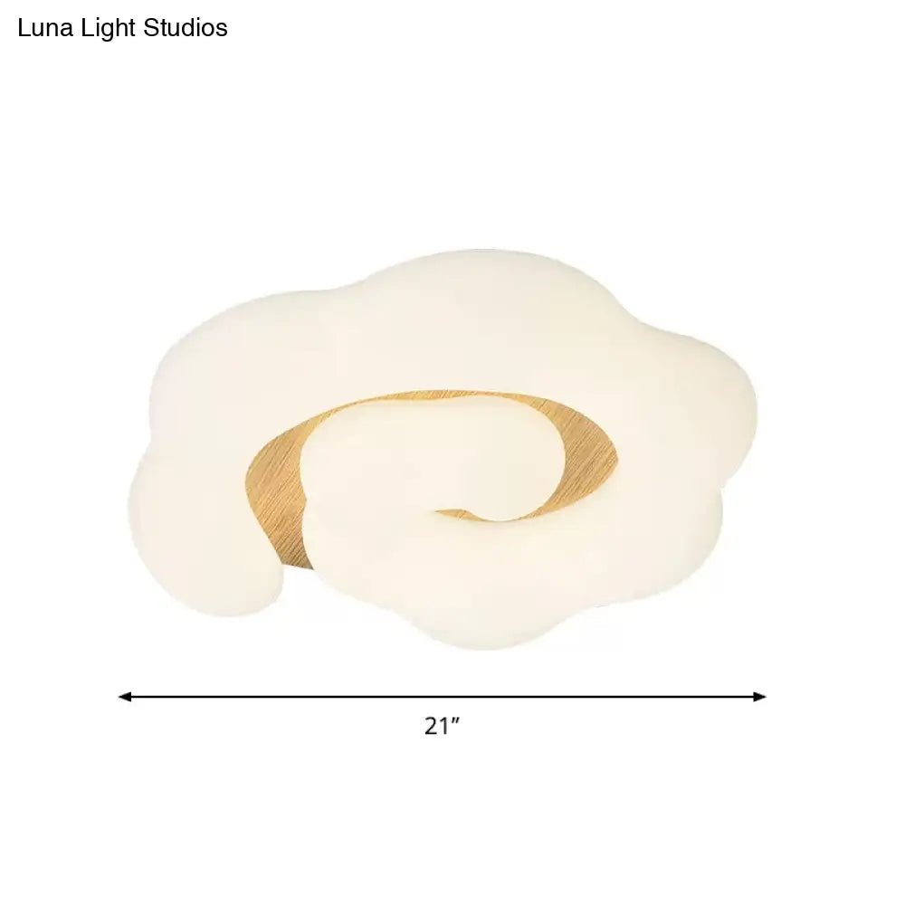 Wooden Cloud Led Ceiling Light For Children’s Bedroom - Nordic Style Flush Mount Lighting