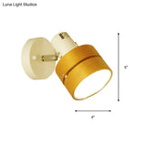 Wooden Contemporary Wall Sconce With Adjustable Drum Light For Study Rooms