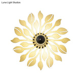 Wooden Floral Wall Sconce: Simple Style 1 Head Beige Lighting Fixture For Bedroom