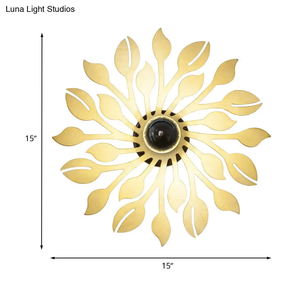 Wooden Floral Wall Sconce: Simple Style 1 Head Beige Lighting Fixture For Bedroom