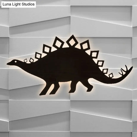 Wooden Led Animal Dragon Titanosauria Wall Sconce For Boys Bedroom Or Nursery