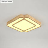 Wooden Led Flush Mount Lamp In Beige - Diamond Shape Simple & Stylish