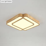 Wooden Led Flush Mount Lamp In Beige - Diamond Shape Simple & Stylish