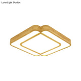 Wooden Led Flush Mount Lamp In Beige - Diamond Shape Simple & Stylish
