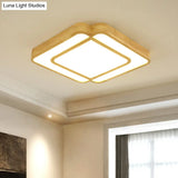 Wooden Led Flush Mount Lamp In Beige - Diamond Shape Simple & Stylish