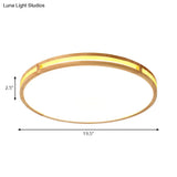 Wooden Round Flush Ceiling Lamp: 16’/19.5’ Wide Acrylic Simple Style Light For Dining Room