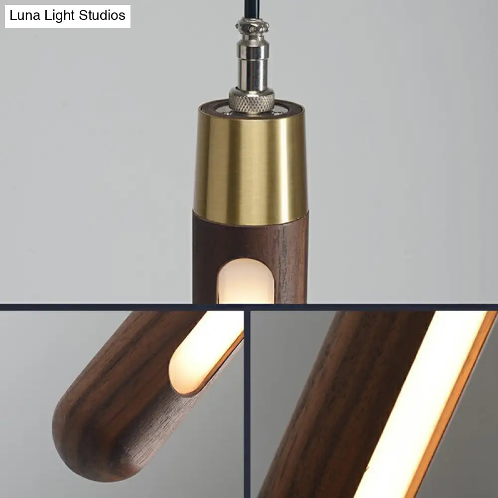 Wooden Simplicity Led Pendulum Light - Stylish Pole-Shaped Bedside Pendant Fixture