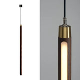 Wooden Simplicity Led Pendulum Light - Stylish Pole-Shaped Bedside Pendant Fixture Coffee