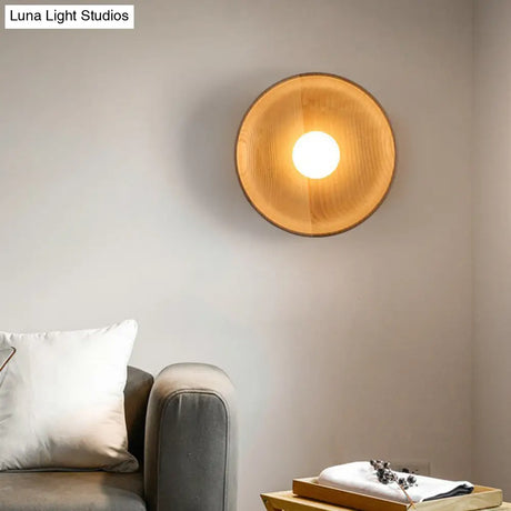 Wooden Tray-Style Wall Sconce - Minimalist 1 Head Light Fixture For Living Room