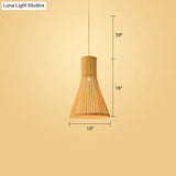 Woven Bamboo Pendant Light - Modern Single Wood Hanging Ceiling Fixture For Restaurants