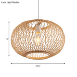 Woven Bamboo Pendant Light - Traditional Style 1 Bulb 16/19.5 Wide Wood Hanging Lamp Kit