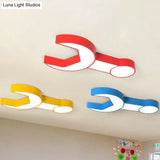 Wrench Shape Ceiling Mount Light: Charming Acrylic Fixture For Kindergarten Bedroom