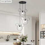 Wrought Iron Bear Pendant Light - Modern Style 3-Light Hanging Lamp In Black