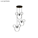 Wrought Iron Bear Pendant Light - Modern Style 3-Light Hanging Lamp In Black