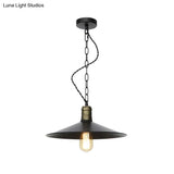 Wrought Iron Black Pendant Light - Retro 1-Light Ceiling Fixture For Living Room (7’/8.5’/10’ Wide)