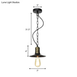 Wrought Iron Black Pendant Light - Retro 1-Light Ceiling Fixture For Living Room (7’/8.5’/10’ Wide)