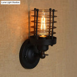 Wrought Iron Cage Wall Light - Industrial Rust/Black Finish